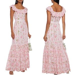 Loveshackfancy Nico ruffled floral print maxi dress